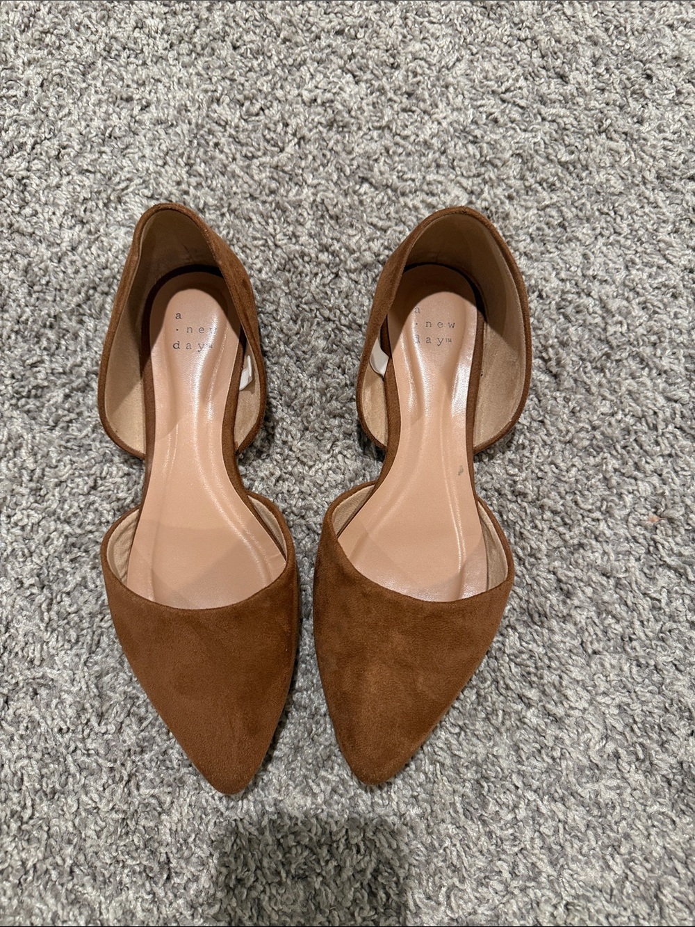 a new day Brown Suede Pointed D'Orsay Flats